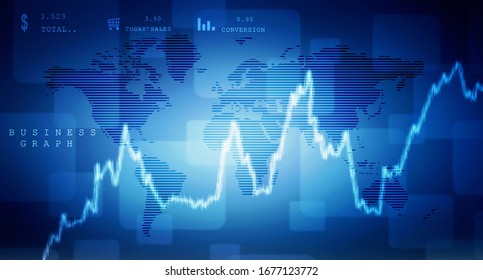 2d rendering Stock market online business concept. business Graph 