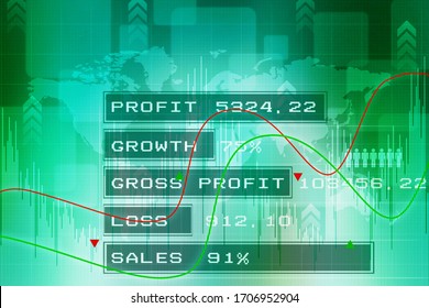 2d Rendering Stock Market Online Business Konzept. Unternehmensdiagramm 
