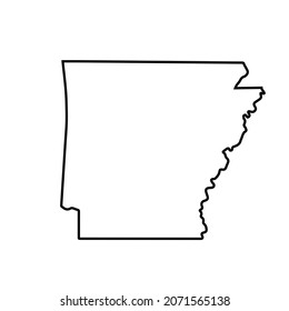 The 2D State Of Arkansas Outline Map On White Background