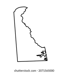 The 2D State Of Delaware Outline Map On White Background