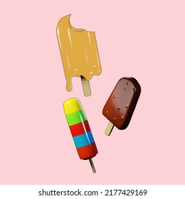 2D Style 3D Ice Pop Icon Illustration