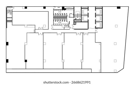 2D Vector Drawing of Ceiling Light Frame in Elevator Hall Lobby