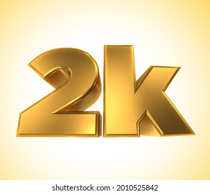 2k, 2000 Followers, 3D illustration 1k a white and yellow background. One thousand likes social media.