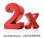 2X Red Letter 3D Rendering - isolated on a white background.