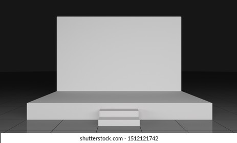 2x3 Backdrop Stage Mockup With Steps. 3d Render Illustration