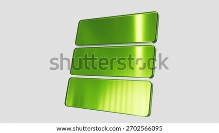 3 3D Rectangular Glassy Green Panels Isolated