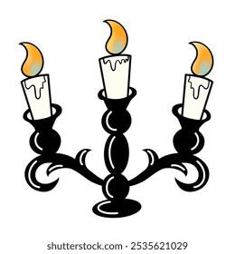 3 candles lined up beautifully to shine brightly at night. Stand at night romantically to create a romantic atmosphere. Looks good to create a situation place paper decoration clothes Halloween. - Powered by Shutterstock