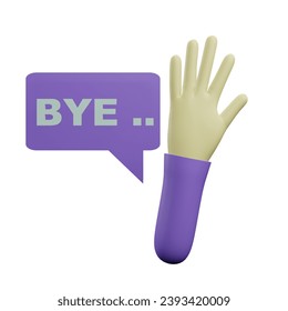 3 D illustration of Bye icon