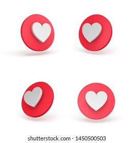 3 D Render Love icons isolated on white background.