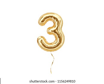 gold number 3 balloon