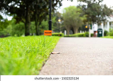 3 Illustration Of A Telecommunication  Conduit Survey Marking Stake Flag Buried Underground