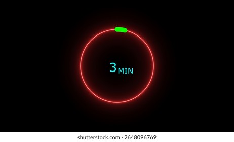 3 minutes timer clock icon 4k illustration on a black background. and creating a stunning illustration .4k illustration 