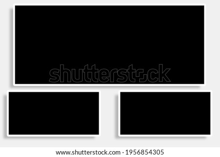 3 Rectangle photo frames in black and white colors, clean rectangular borders, horizontal layout and old classic photos style. Used as a collage template to place your pictures or photographs.