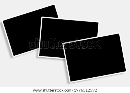 3 Rectangle photo frames in black and white colors with clean rectangular borders and random layout. Used as a collage template to place your pictures or photographs easily in an old classic look.