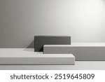 3 step of concrete podium on  background, showcase product, 3d render