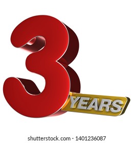 3 years 3D rendering on white background.(with Clipping Path).