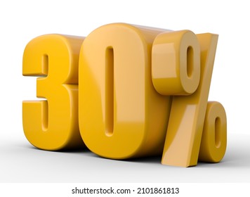 30% 3d illustration. Orange thirty percent special offer on white background