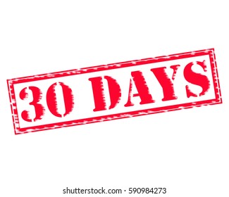 30 DAYS RED Stamp Text on white backgroud
