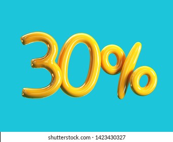 30% Off Price. Sale Concept Icon. 3d rendering isolated on Blue Background - Powered by Shutterstock