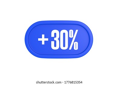 30 Percent Increase 3d Sign In Blue Color Isolated On White Background, 3d Illustration.