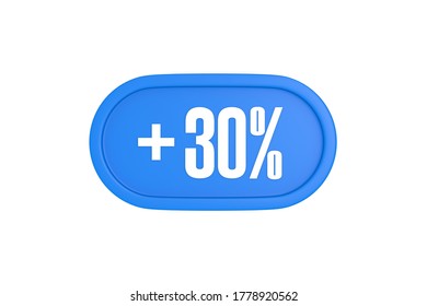 30 Percent Increase 3d Sign In Light Blue Color Isolated On White Background, 3d Illustration.