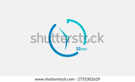 30 Second timer clock icon modern design concept 4k illustration.