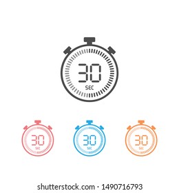 The 30 Seconds, Stopwatch Illustration Icon Set, Digital Timer. Clock And Watch, Timer, Countdown Symbol