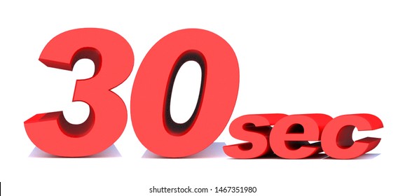 30 Seconds Word On White Background.3d Illustration