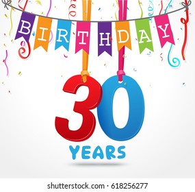 30 Years Birthday Celebration Greeting Card Stock Illustration ...