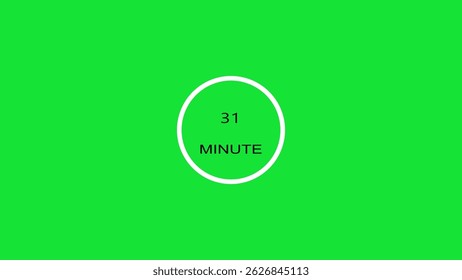 31 minute timer illustration. inside a green and red circle on white background emergency timer countdown illustration, and 4k illustration.