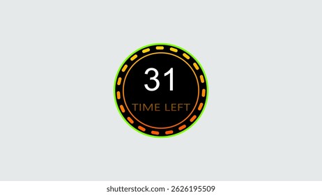 31 seconds countdown timer illustration. inside a yellow and red circle on white background emergency timer illustration, and 4k illustration.
