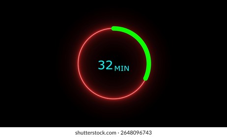 32 minutes timer clock icon 4k illustration on a black background. and creating a stunning illustration .4k illustration 