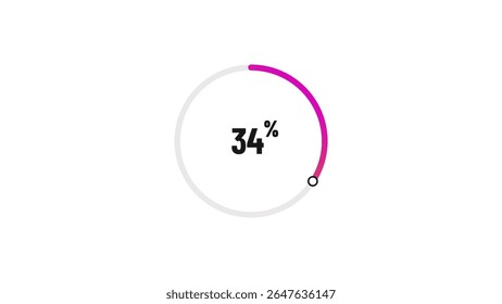 34% number loading circle icon illustration 4K resolution.