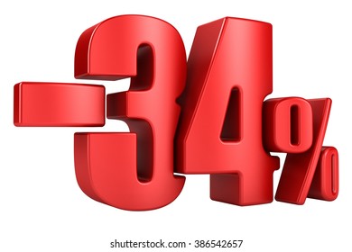 34 Percent Red Letters On White Stock Illustration 386542657