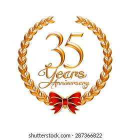 35 Years Anniversary Gold Laurel Wreath Stock Illustration 287366822 ...