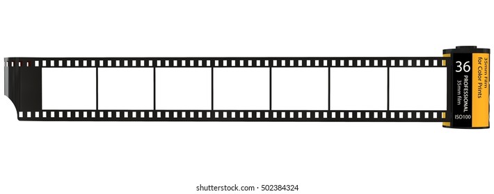 35mm camera photo film container isolated on white - 3d rendering