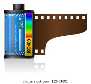 35mm Film Canister Isolated On White Stock Illustration 112481801