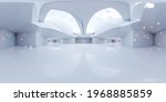 360 degree full panorama view of modern white futuristic technology concept building interior 3d render illustration hdri hdr vr style