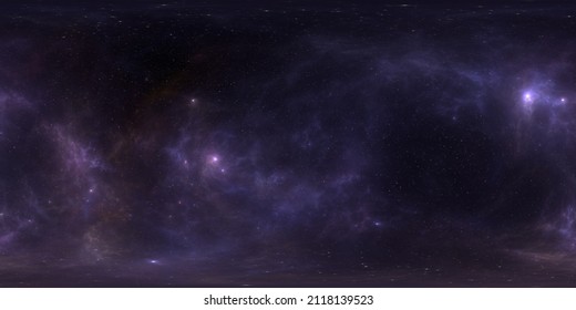 360 degree full sphere panoramic space background with starfield and nebula, equirectangular projection, environment map. HDRI spherical panorama. 3D illustration
