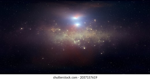 360 degree interstellar system and gas nebula. Panorama, environment 360 HDRI map. Equirectangular projection, spherical panorama. 3d illustration