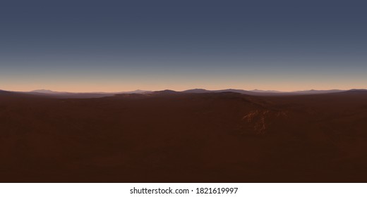 360 Degree Night Desert Landscape. Equirectangular Projection, Environment Map, HDRI Spherical Panorama. 3d Illustration