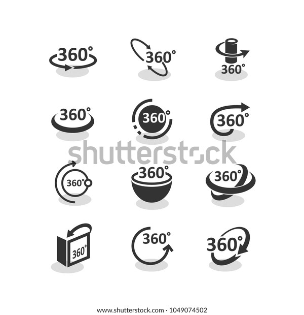 360 Degree Rotation Icons Set Rotation Stock Illustration 1049074502