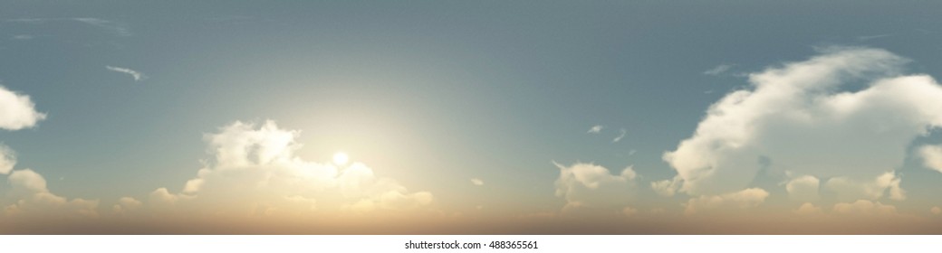 360 degree seamless panorama of clouds on blue sky. 3D illustration