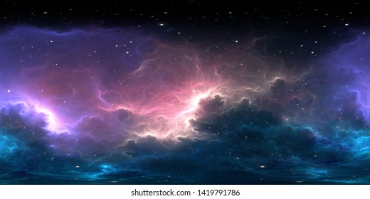 360 degree stellar system and gas nebula. Environment 360 HDRI map. Equirectangular projection, spherical panorama. 3d illustration