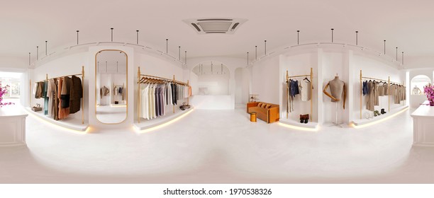 360 Degrees Fashion Woman Cloth Store, 3d Rendering