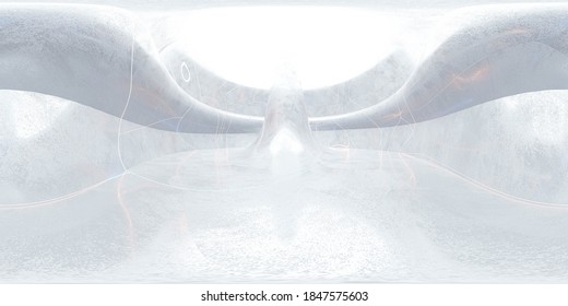 360 equi rectangular panorama modern futuristic abstract white render 3d illustration