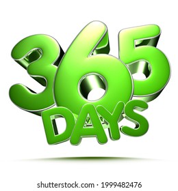 365 days green 3D illustration isolated on a white background with clipping path.