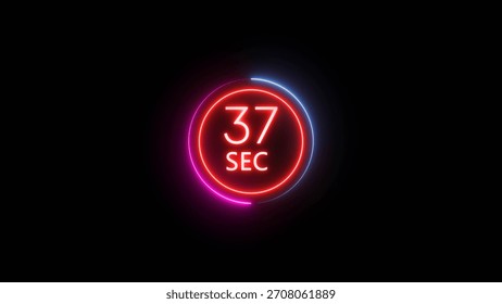 37 Seconds countdown timer illustration. Neon counting number.