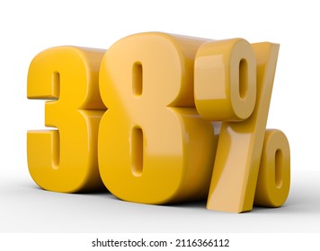 38% 3d illustration. Orange thirty eight percent special offer on white background