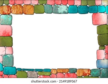39- Colorful stone frame wall painting background. Modern art painting style. You can put your pictures into 